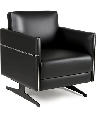 Slickblue Black Faux Leather Leisure Chair – Modern Upholstered Single Sofa with Comfortable Armrests