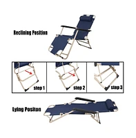 Slickblue Set of 2 Outdoor Reclining Lounge Chairs Adjustable Folding Patio Recliners with Pillow for Comfort