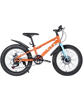 20 Inch Kids Bicycles, Fat Tire Mountain Bike for Boys and Girls Age 5 + Years, Dual-Disc Brake, Shimano 7-Speed