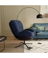 360° Swivel Accent Chair, Modern Chenille Lounge Chair with Faux Leather and Black Metal Base Frame, Comfortable Reading Chair for Small Spaces