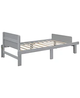 Slickblue Twin Bed with Footboard Bench - Stylish and Functional Bedroom Furniture for Added Storage and Comfort