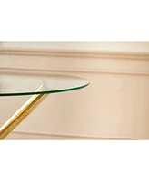 Golden Dining Table with metal leg and glass,Modern Space Saving Kitchen Table for Living Room