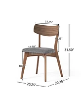 Mid-Century Walnut Finished Frame Upholstered Dining Chairs (Set of 2) (Dark Grey)