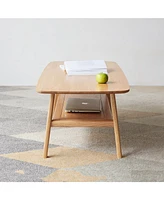 Center table Low Table 100% solid wood Top plate Desk Coffee table Width 120 x Depth 56 x Height 44 cm Study desk Work from home Easy to assemble Natu