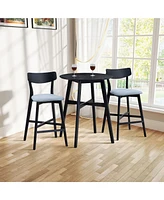 31.5 Inch Oversize Round Bar Table, Wooden High Top Kitchen Dining Table for Pub,Living Room,Restaurant,Cocktail Bar,Black