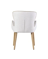 Streamdale Furniture Qwin Side Chair (Set-2), Beige Boucle & Oak Finish