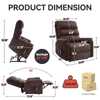 Chenille Dual Motor Infinite Position Up to 350 Lbs Power Lift Recliner Chair with Power-Remote
