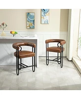 Streamdale Furniture Bar Stools Set of 1, Modern Bar Stool with Back, Black Metal Frames, Upholstered Bar Stools for Kitchen Island, Pub, Club (Light