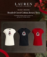 Lauren Ralph Women's Beaded-Crest Cotton Jersey Tee