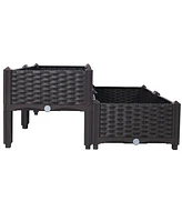 4 Piece Raised Garden Bed with Legs, Self-Watering Planter Box Raised Bed to Grow Flowers, Herbs & Vegetables, Brown