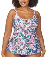 Raisins Curve Trendy Plus Shoreline Keyhole Tankini Top