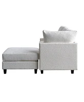 104''x65'' Modern Sectional Deep Seat Sofa with wireless Charging,Usb Charging Port,Bluetooth Speaker,4seat Boucle Modular Couch with2pcs toss pillows