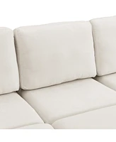 Streamdale Furniture 103" Sectional Sofa Couch Sofa Bed U-shaped Sofa with Two Movable Ottoman and Three Usb Ports for Living Room, Beige