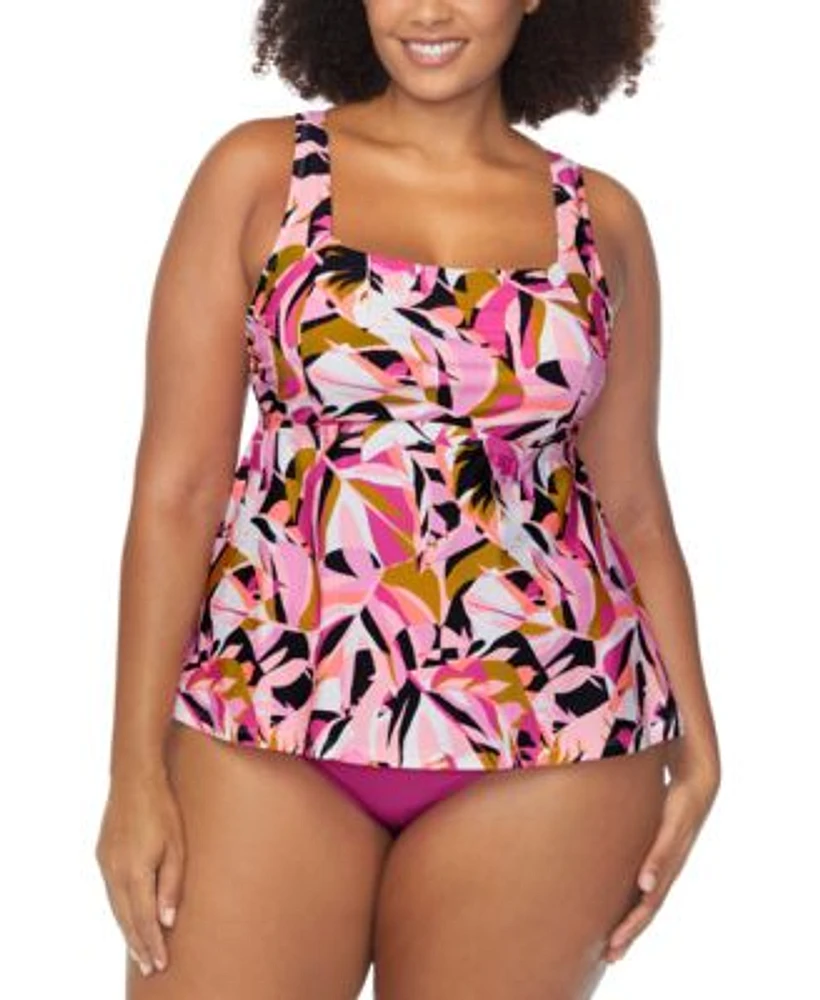 Raisins Curve Trendy Plus Size Straya Underwire Tankini Top Costa Ruched Bikini Bottoms