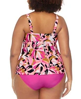 Raisins Curve Trendy Plus Size Rimini Twist Front Tankini Top Costa Ruched Bikini Bottoms