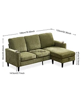 Streamdale Furniture Modern Design Chenille 3 Seater L-Shape Sectional Sofa with Storage Chaise for Apartment, Studio, Office,Living Room,L shape