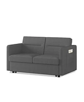 Streamdale Furniture Loveseats Sofa Bed with Pull-out Bed,Adjsutable Back and Two Arm Pocket-Dark grey(54.5"x33"x31.5")