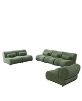 Streamdale Furniture Luxury Green Chenille Fabric Modular Sofa with 6-Piece Configurable Design – L