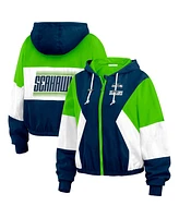 Wear by Erin Andrews Women's Royal Seattle Seahawks Color Block Full-zip Windbreaker Jacket