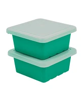 ECR4Kids Square Bin with Lid, Navy, 2-Pack