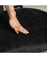 Modern Loveseat 2 Seater Sofa Chenille Fabric Couch with Arms and Metal Legs for Living Room, Home Office, Studio (Black Chenille)