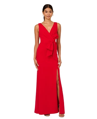 Adrianna Papell Women's Bow-Front Crepe Gown