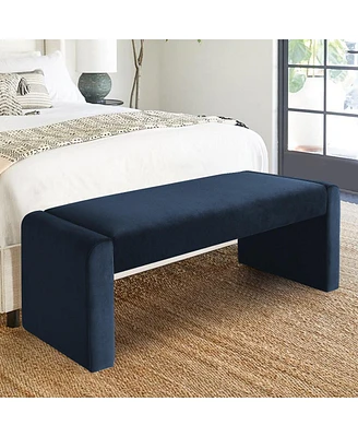 Maison Boucle 47" Velvet Benches Look, Waterfall Upholstered Bench-Maison