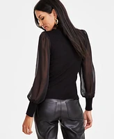 I.n.c. International Concepts Women's Sheer-Sleeve Sweater, Exclusively at Macy's