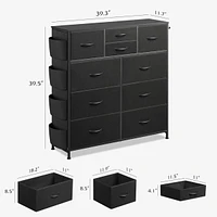 Wlive Dresser for Bedroom with 10 Drawers Fabric Dresser Chest of Drawers with Side Pockets and Hooks Sturdy Metal Frame Drawers Organizer Unit for Ro