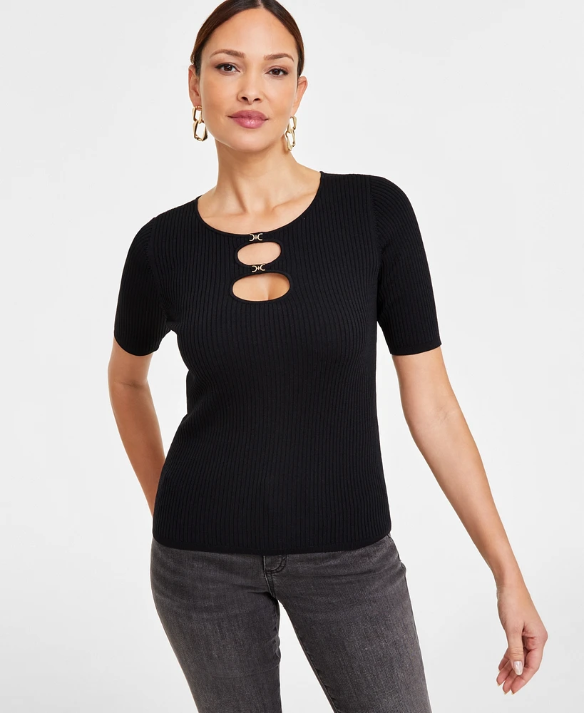 I.n.c. International Concepts Women's Double-Cutout Sweater, Exclusively at Macy's