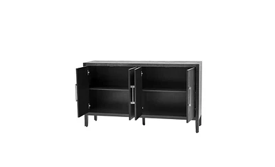 Slickblue Wooden Storage Sideboard Cabinet - 4-Door, 4-Shelf Design with Metal Handles for Hallway, Entryway, or Living Room