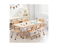 gaomon Modern Kids Table and 6 Chair Set, 47.20" Height Adjustable Toddler Table and 6 Chairs Set with Non-Slip Table Legs&Organizer Graffiti Desktop