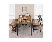 gaomon Dining Table and Chairs Set of 4,Kitchen Table with Storge Bench 47.2" Rectangular Kitchen Table Set with Wine Rack Small Dining Table Set for