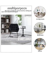 Modern Velvet Desk Chair Swirl Office Chair with adjustable foot nails,Comfy Computer Task Chair Metal Legs Upholstered Accent Arm Chair for Living Ro