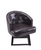 33.25" Swivel Counter Stools Set of 2, Upholstered Counter Height Bar Stools with Solid Rubber Wood Frame, Backrest, Footrest, Armless Barstools