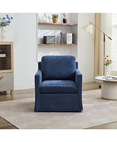 29.92'' Swivel Accent Chair, Upholstered Skirted Swivel Chair with Removable Back Cushion, 360 Degree Comfy Armchair for Living Room, Nursery, Lounge
