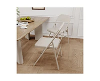 gaomon Dining Chairs Set of 4, Foldable Dining Chairs with Metal Frame Hold Up to 350 Pounds, Portable Beige Kitchen Chair Suitable for Dining Room, L