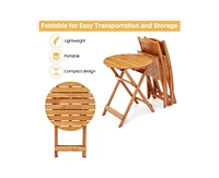 gaomon Foldable Patio Furniture Set, Outdoor Bistro Set for 2, Wooden Table and Chairs Set, Bistro Patio Set for Poolside, Beach, Backyard, Balcony