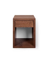 Woodek Narrow Mid-Century Modern Solid Hardwood Walnut Finish Floating Nightstand With Drawer - Bedside Table For Bedroom