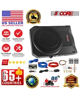 5 Core 10 inch Slim Under Seat Car Audio Subwoofer 800W Active Powered Under-Seat Built in Amplifier Truck Sub Woofer in Enclosure Box + Wiring Kit &