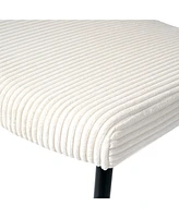 Modern Beige simple dining chair Fabric Upholstered Chairs home bedroom stool back dressing chair black metal legs(set of 4)