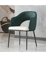 Dining Chairs Set of 2, Modern Faux Leather Dining Metal Legs for Living Kitchen Dining Room Green(set of 2)