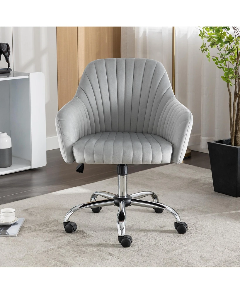 Boyel Living Velvet Accent Chair Modern Home Office Leisure Chair with Adjustable Height and Casters