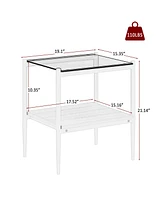 Coffee Table and End tables Set of 3, Tempered Glass Table with Mdf layer, Modern Tables for Living Room