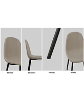 Scalable Mdf modern dining table and chair set, suitable for 2-6 people, white dining table and modern beige round dining chair 4-piece set, medieval