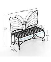Butterfly Cast Metal Garden Bench, Outdoor Bench Patio Seat, Park Bench Outdoor Seating for Garden, Yard, Park, Entryway