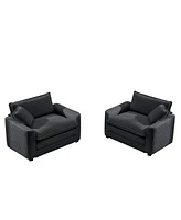 Streamdale Furniture Luxurious and Sophisticated Deep Seated Sofa Set with Two Single Chairs in Grey Corduroy Fabric, Suitable for Bedroom and Office