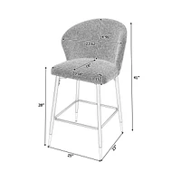 Set of 2 Jacquard Upholstered Counter Bar Stools,28'' Seat Height for Kitchen & Dining-The Pop Home