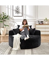 55''L Chenille Sponge single sofa,No Assembly Required,Fluffy Modern Sleeper Chair for Living room, Bedroom