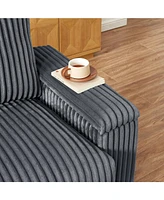 71" Loveseat Small Sofa Plush Corduroy Fabric Square Storage Armrest Usb port (Only Sofa, Do Not Include Ottoman)
